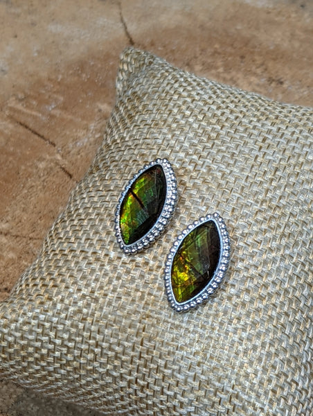 Ammolite Silver Earrings with 8x16mm Marquise PN AZ004 %product from Empire Ammolite