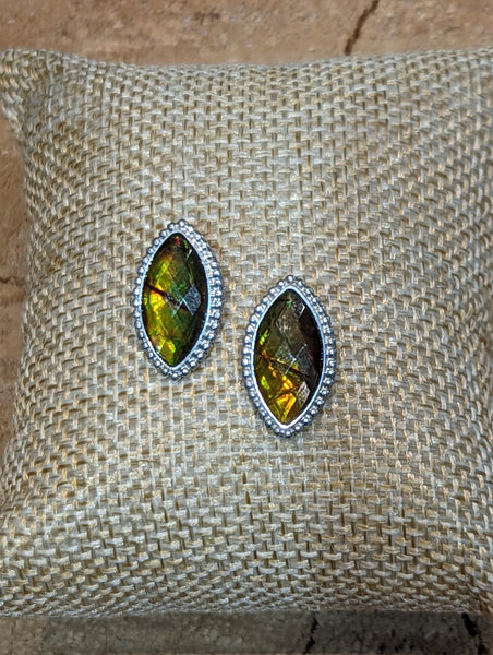 Ammolite Silver Earrings with 8x16mm Marquise PN AZ004 %product from Empire Ammolite