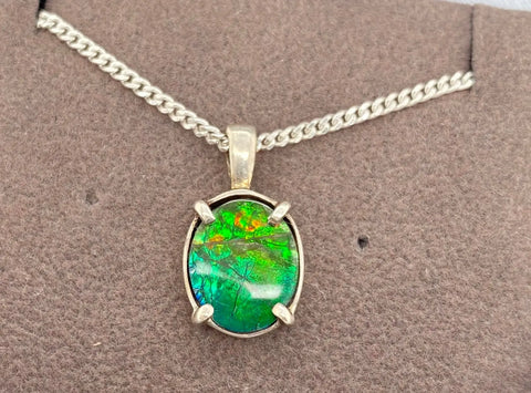 Ammolite Silver Oval Pendant PN E10284 