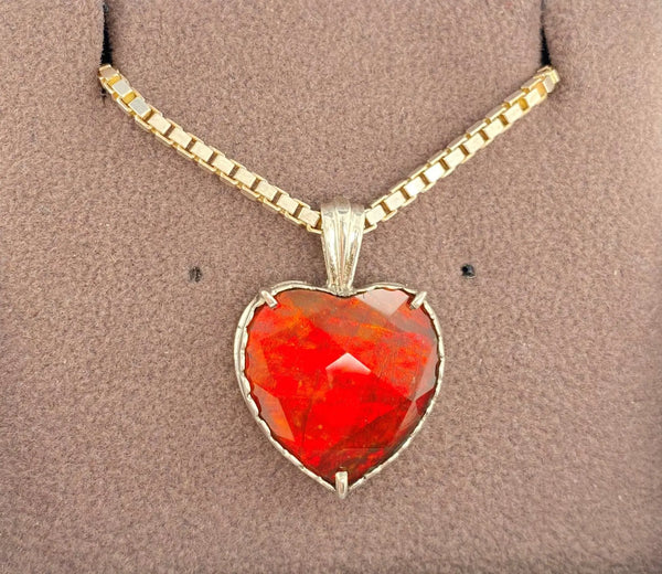 Ammolite Silver Pendant with Heart Shaped Setting PN E21053 