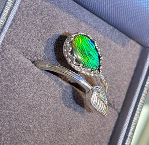 Ammolite Silver Ring in a Split Setting PN AZ013 %product from Empire Ammolite
