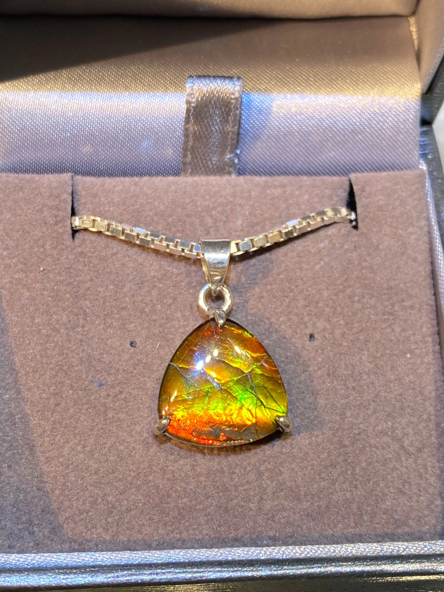 Ammolite Silver Trillion Pendant PN AZ021