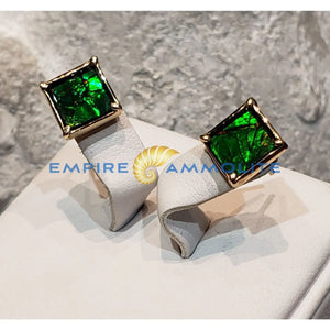 Ammolite Stud Earring Set in Gold with Square Gemstones Pn: E00423C %product from Empire Ammolite