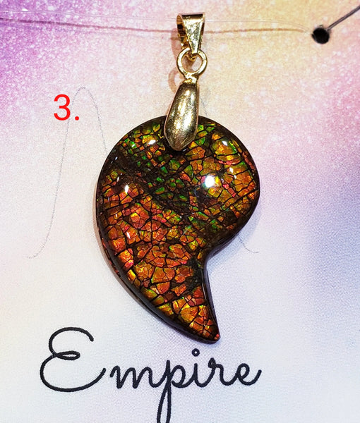 Ammonite Shaped Petite Freeform Pendant with Gold Fill Chain PN. ES151-GF %product from Empire Ammolite