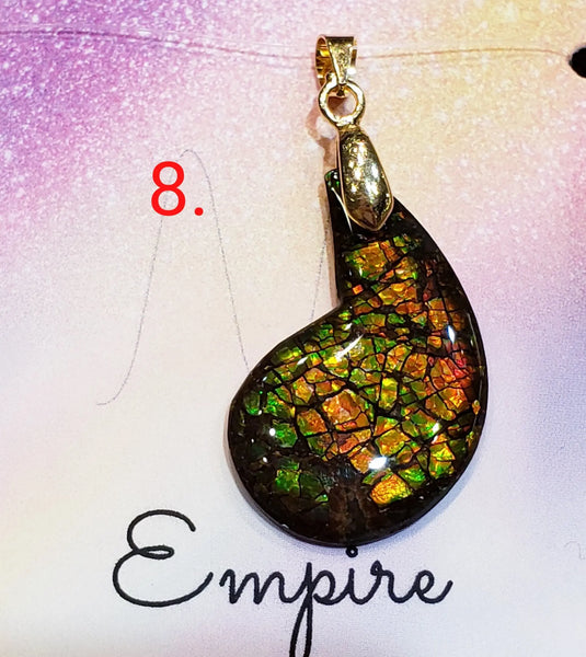 Ammonite Shaped Petite Freeform Pendant with Gold Fill Chain PN. ES151-GF %product from Empire Ammolite