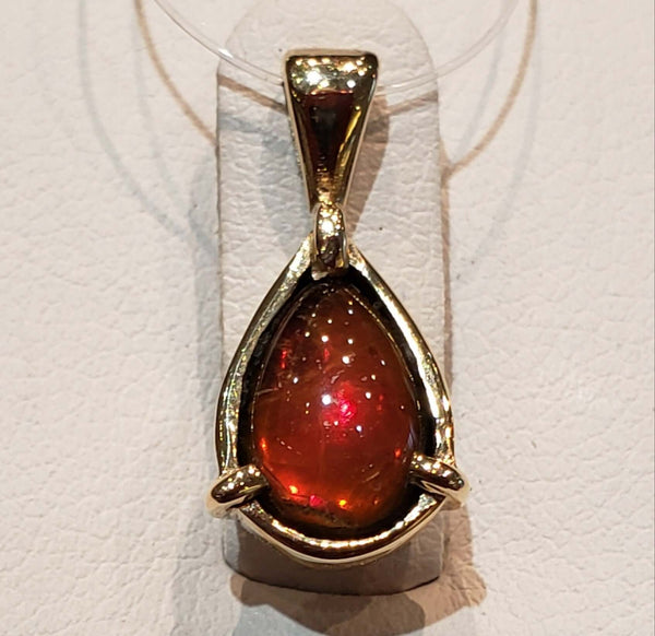 Ammolite Gold Pendant with Petite Pear 6x9mm Gemstone Pn: E20043 %product from Empire Ammolite