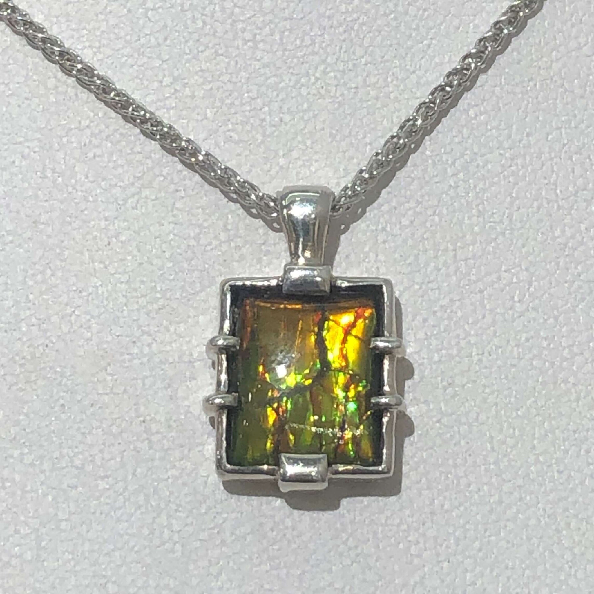 Ammolite 10x12mm Sterling Silver Pendant PN: E20141