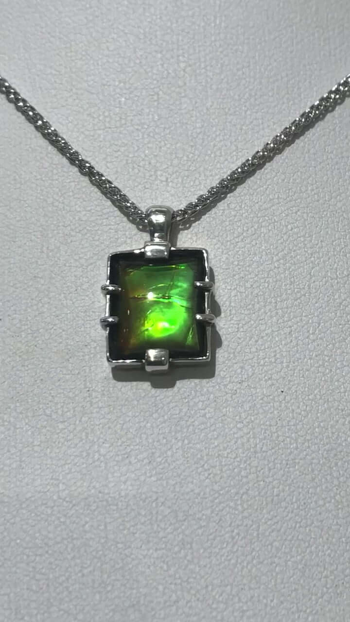 Ammolite Pendant the is 12x14mm Rectangle PN E20162 %product from Empire Ammolite