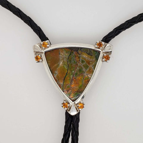 Ammolite Bolo Tie With Six Citrine Accent Stones Pn: E20211 %product from Empire Ammolite