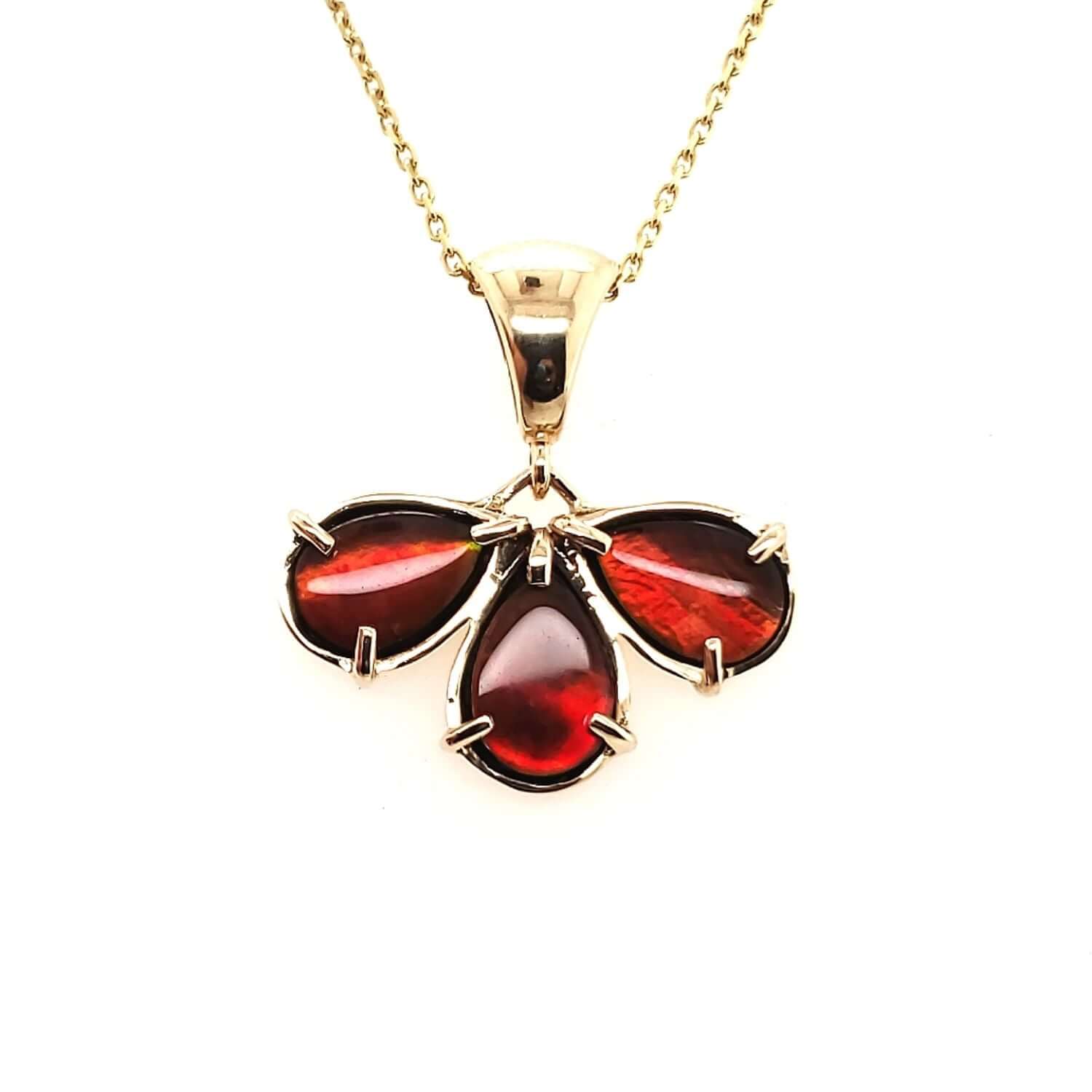 Ammolite Pendant With 3 Petite Pears Set In 14K Yellow Gold PN: E20922 %product from Empire Ammolite
