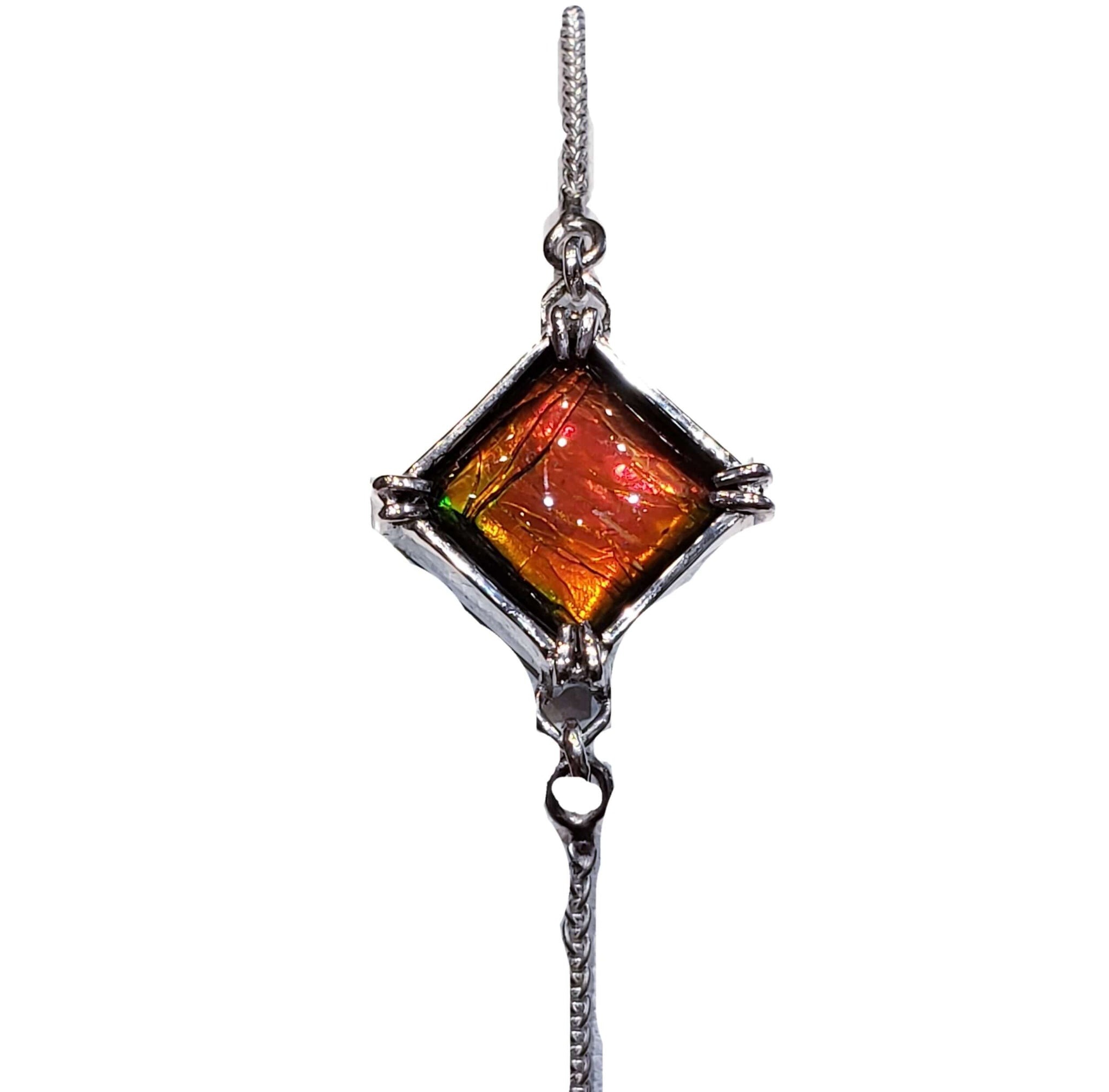Ammolite Bracelet with Square Gemstone with Red and Orange PN: E21073 %product from Empire Ammolite