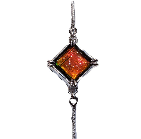 Ammolite Bracelet with Square Gemstone with Red and Orange PN: E21073 %product from Empire Ammolite