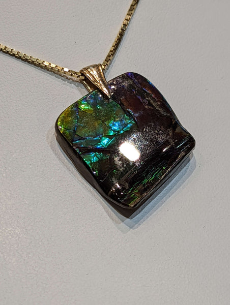 Ammolite Freeform Pendant that is 30x35mm PN E2123C %product from Empire Ammolite