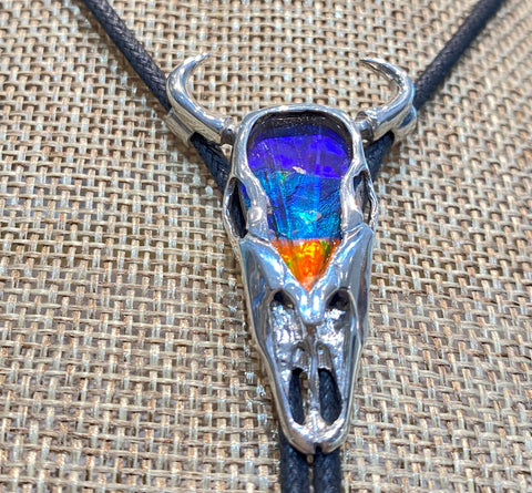 Ammolite Silver Buffalo Bolo Tie PN E21251 %product from Empire Ammolite