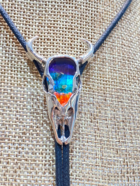 Ammolite Silver Buffalo Bolo Tie PN E21251 %product from Empire Ammolite