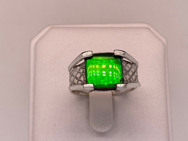 Ammolite Silver Ring with a Checker Pattern PN E21283 %product from Empire Ammolite