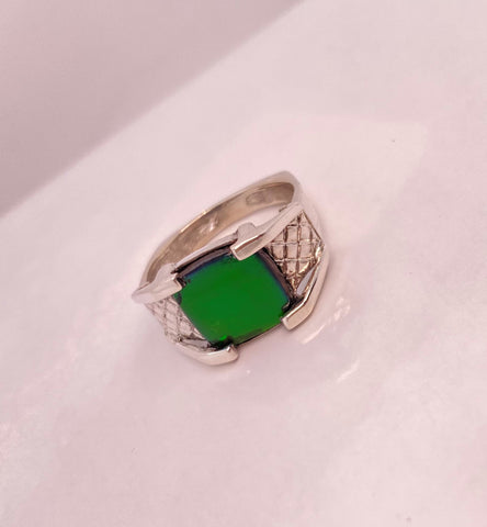 Ammolite Silver Ring with a Checker Pattern PN E21283 %product from Empire Ammolite