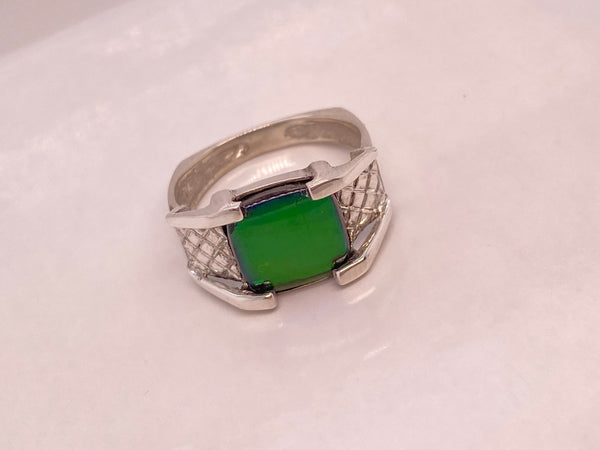 Ammolite Silver Ring with a Checker Pattern PN E21283 %product from Empire Ammolite
