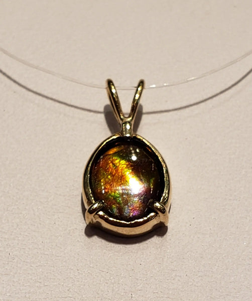 Genuine Ammolite 7X9MM Oval Pendant In 18KYG  PN. E20574 %product from Empire Ammolite