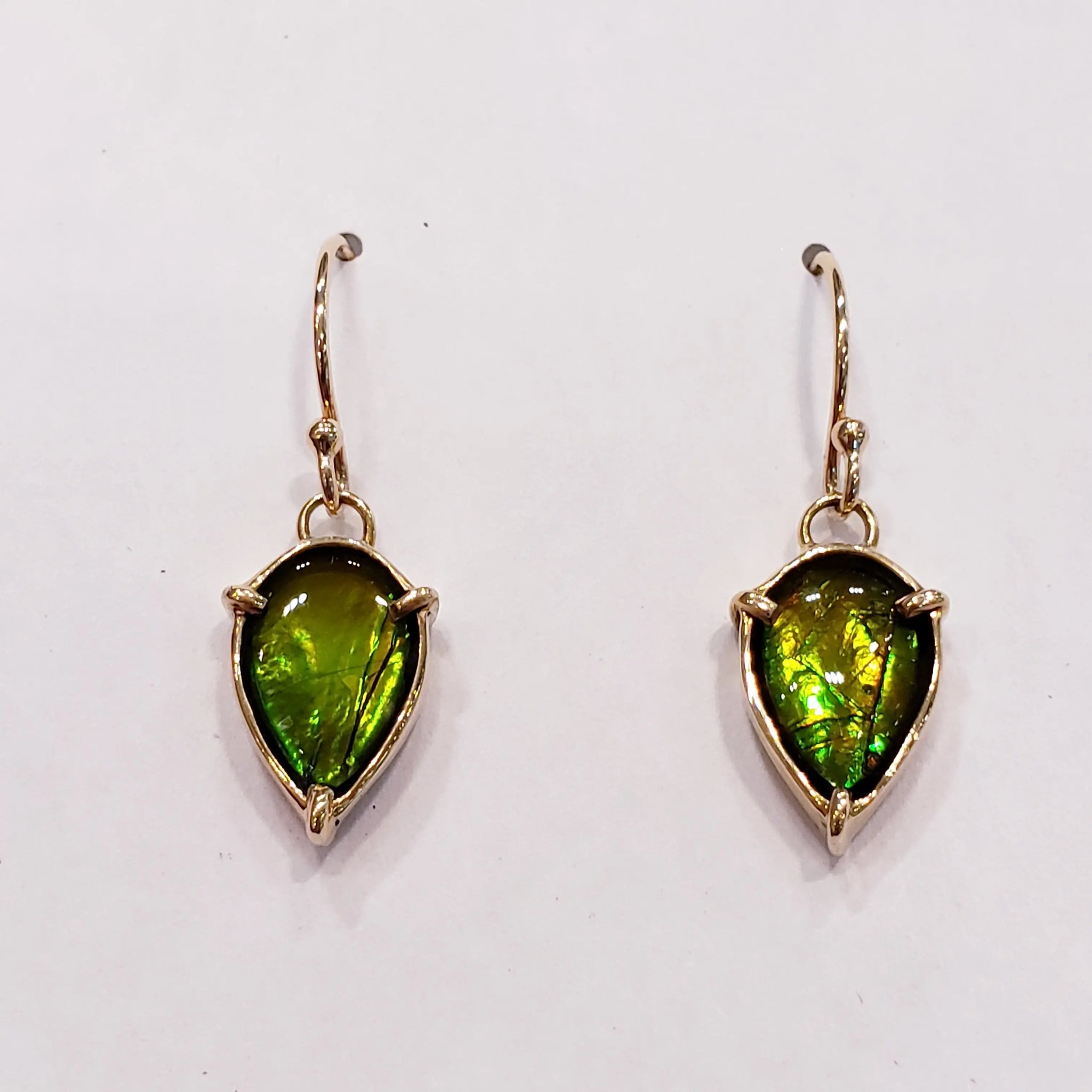 Natural Ammolite Petite Pear Dangle Earrings. PN. E20782 %product from Empire Ammolite