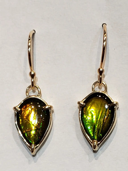 Natural Ammolite Petite Pear Dangle Earrings. PN. E20782 %product from Empire Ammolite