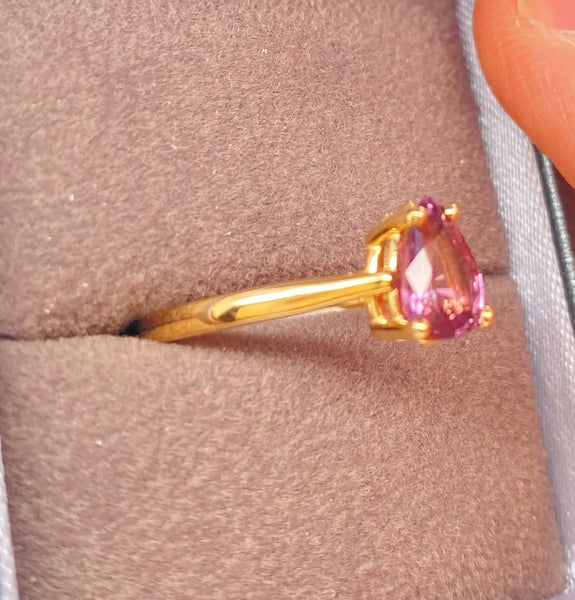 Pink Spinel Ring with a 1.01ct Gem Set in Gold Ring Right View PN E419 