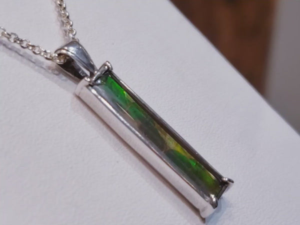 Ammolite Pendant in  SLV "Power Pendant" Line 5X25MM Imperial Gemstone. PN. E10333