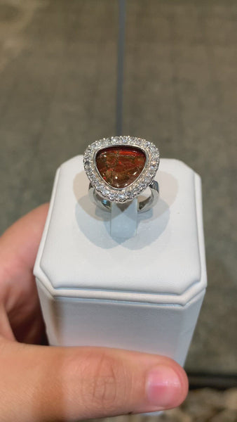 Ammolite Halo Silver Ring Video