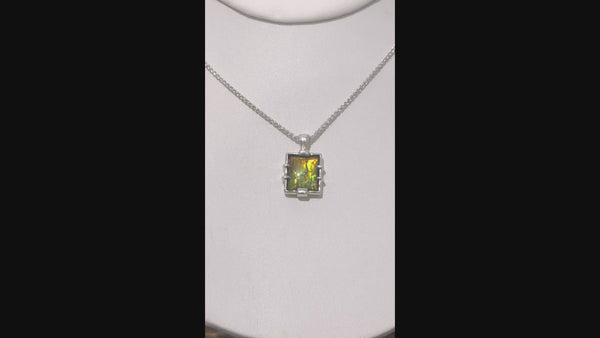 Ammolite 10x12mm Sterling Silver Pendant Video PN: E20141