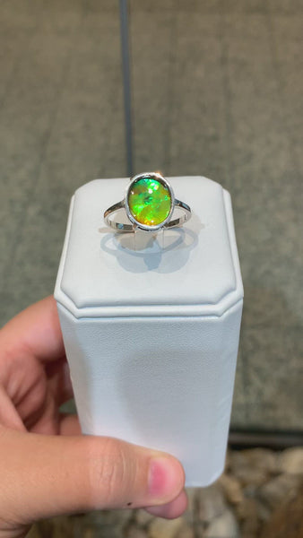 Ammolite Oval Silver Ring Video