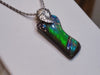 Ammolite Freeform Sterling Silver Shell Bail Green, Teal, Yellow and Orange.   The Freeform is 12x25mm.
