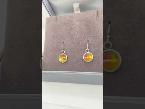 Ammolite Round Dangle Earrings set in Silver Video PN E10412