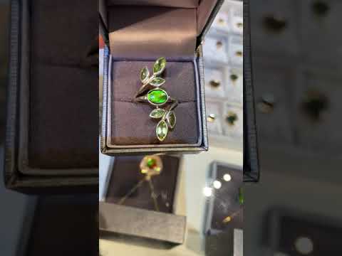 Ammolite Silver Ring with Peridot Video PN AZ019