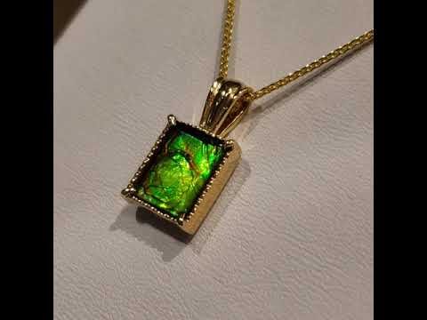 Ammolite  Pendant with a 10x12mm Rectangle Gemstone