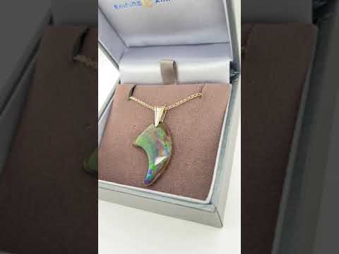 Ammolite Freeform and Sterling Silver Bail 28x18mm Left View Video PN E20181 