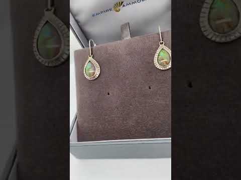 Ammolite Silver Pear Dangle Earrings Video PN E20303