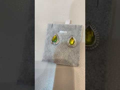 Ammolite Stud Silver Earrings Video PN E20424 