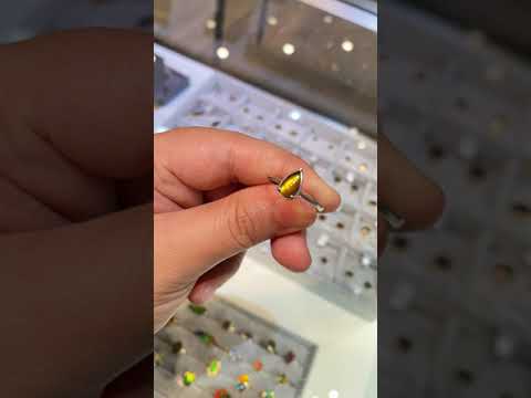 Ammolite Petite Pear Ring set in Silver Video PN E10273 