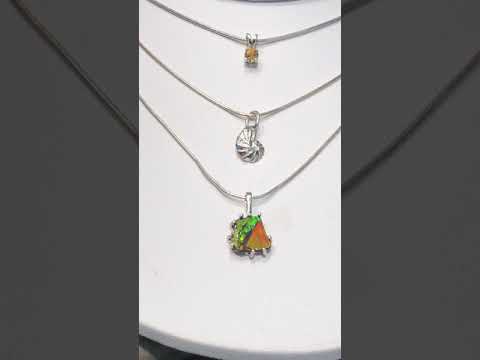 Ammolite Sterling Silver Shell Pendant With Chain Pn: ES158-AA