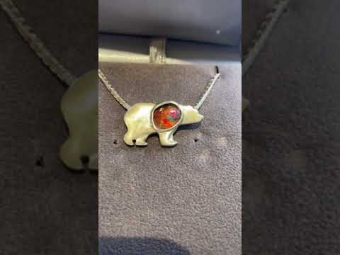 Ammolite Silver Bear Pendant Video PN E21311