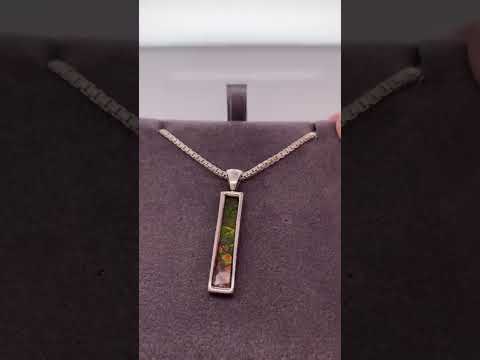 Ammolite Silver Pendant with a Rectangle Gemstone Video PN E20664 