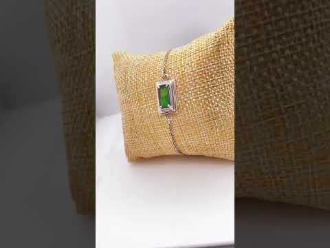 Ammolite Bracelet Set in Silver with a Rectangle Gemstone Video PN E20313 