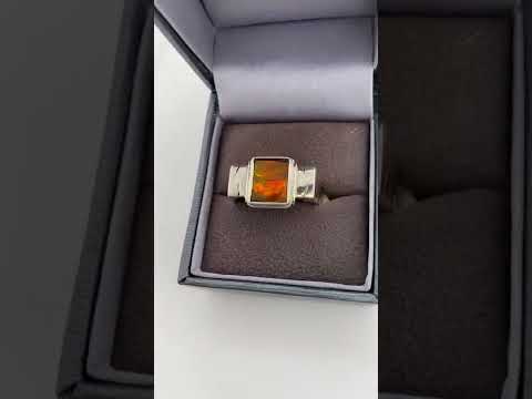 Ammolite Men's Unisex Ring in Silver Video PN E20822 