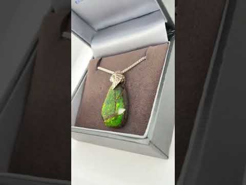 Ammolite Freeform and Sterling Silver Bail 25x19mm Video PN E20272