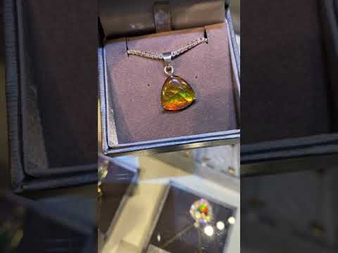 Ammolite Silver Trillion Pendant Video PN AZ021