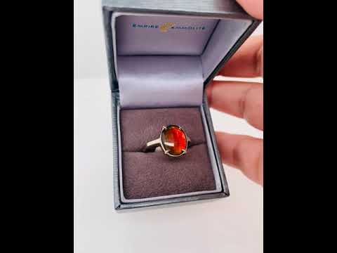 Ammolite Oval Ring Set in Sterling Silver Video PN E10583