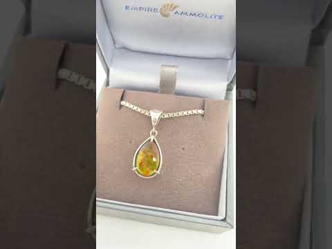 Ammolite Pear Pendant in Sterling Silver Video PN E10613 