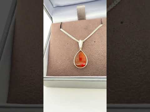 Ammolite Pear Pendant in Sterling Silver Video PN E20192 