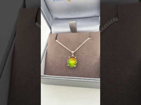 Ammolite Silver Petite Oval Pendant Video PN E20124 