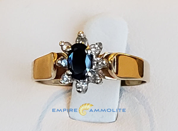 Sapphire Ring with Diamond Accents in a Princess Style E72020
